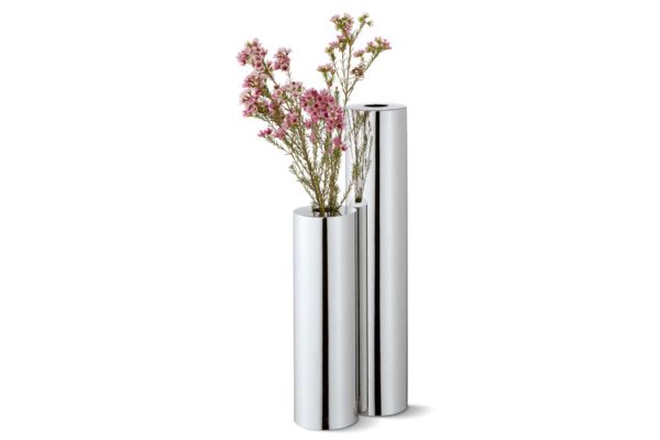 zwei längliche Vase verchromt